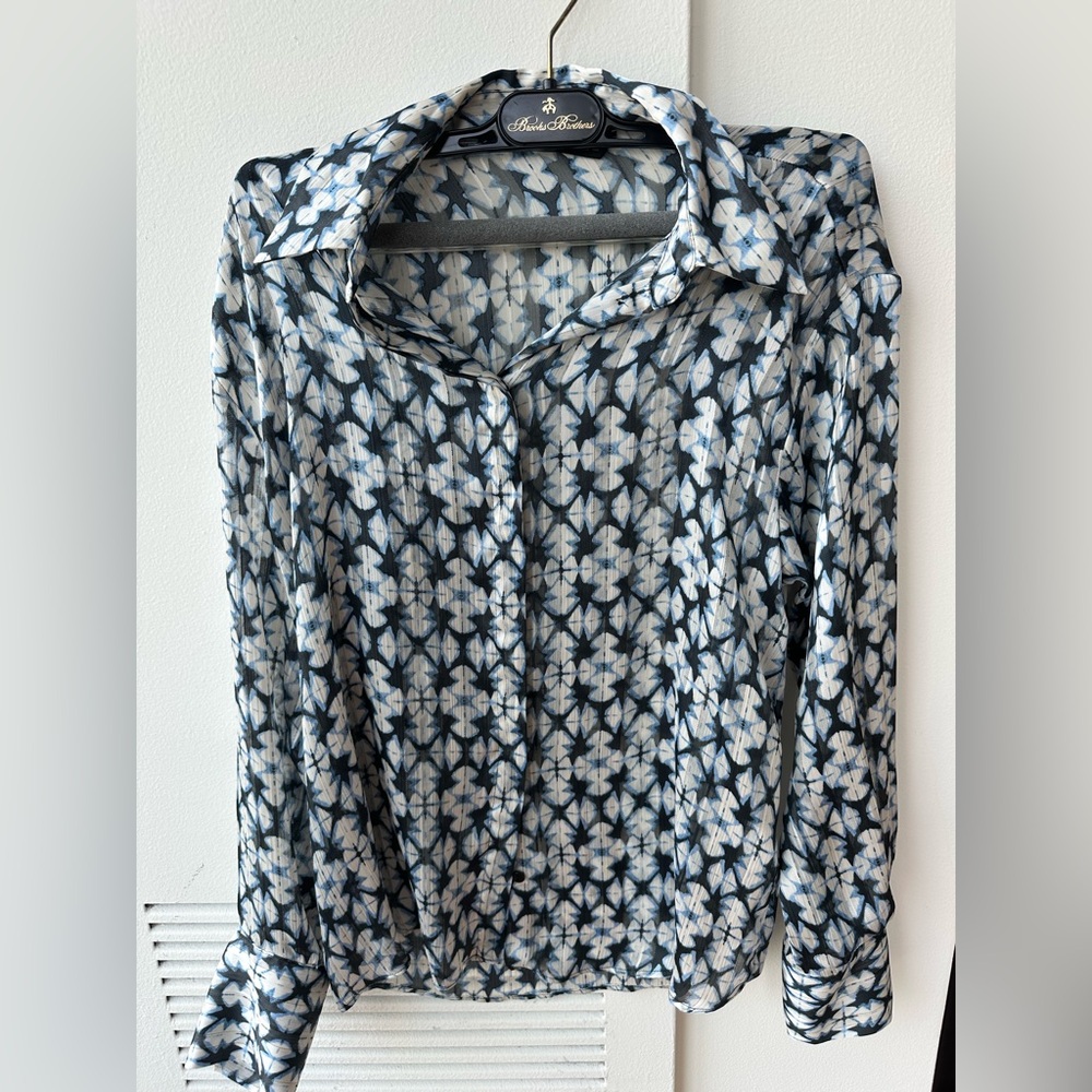 Zara Black and White Long Sleeve Button Down Shirt